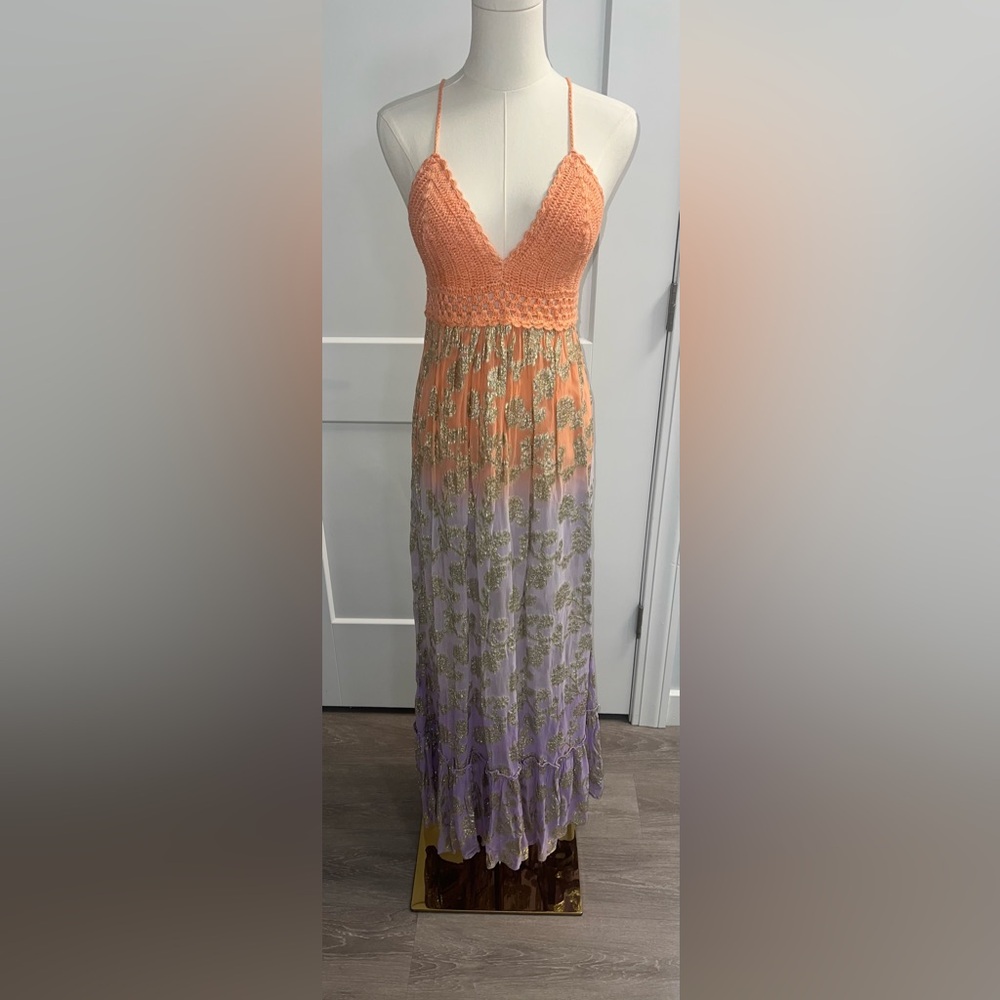 MISS JUNE dress! Worn one time. $245 Elegant Gold and ombré colored. Stunning!